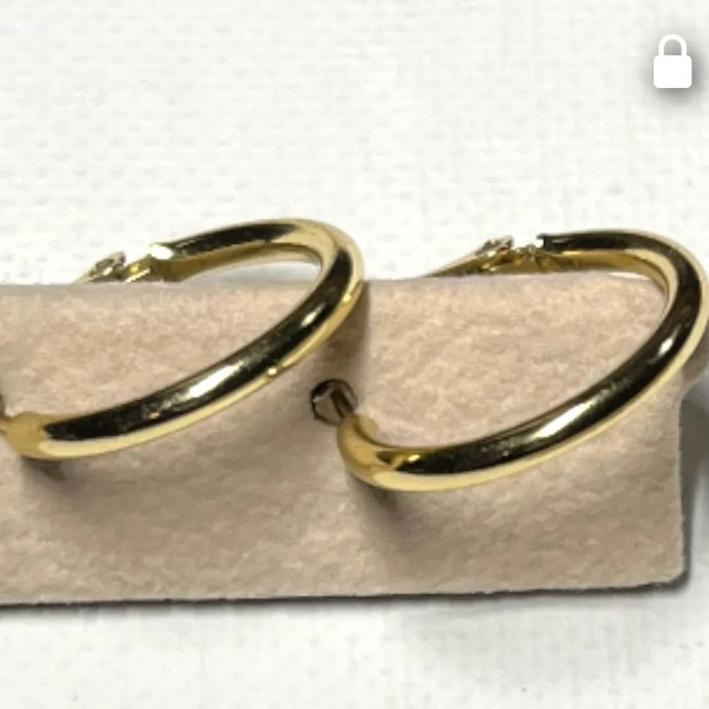IBBCN Stamped Hoop Pierced Earrings Gold Vermeil 5/8 Inch Long 1/16
